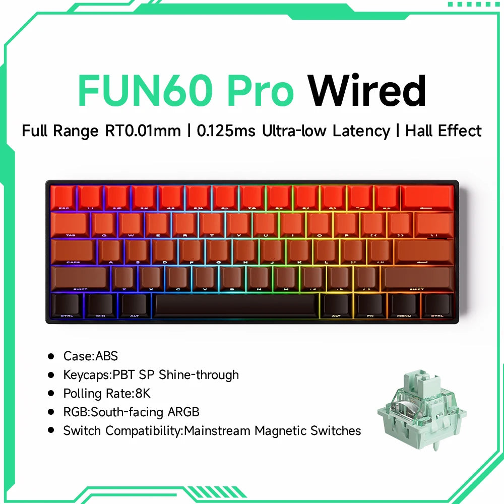 Akko MonsGeek FUN60 Magnetic Switch 60% Magnetic Switch Gaming Keyboards Rapid Trigger 0.01mm 8K ARGB HE/TMR Custom Keyboard