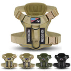 Arnês Tático Anti‑Puxões para Cães com Tiras Refletoras Noturnas Reforçadas