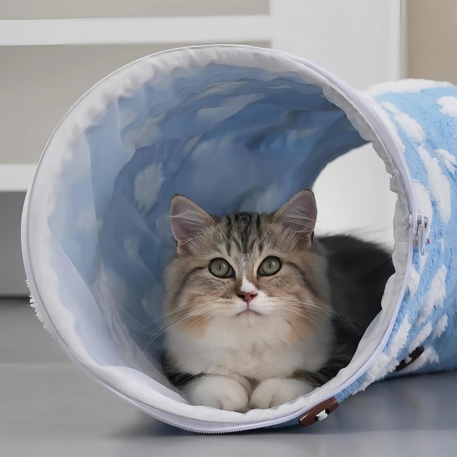 Cat Tunnel Bed Interactive Toys Washable with Ball Tunnel Cat Bed Cave Interactive Toys for Kitten Puppy Small Dog Bunny Pet