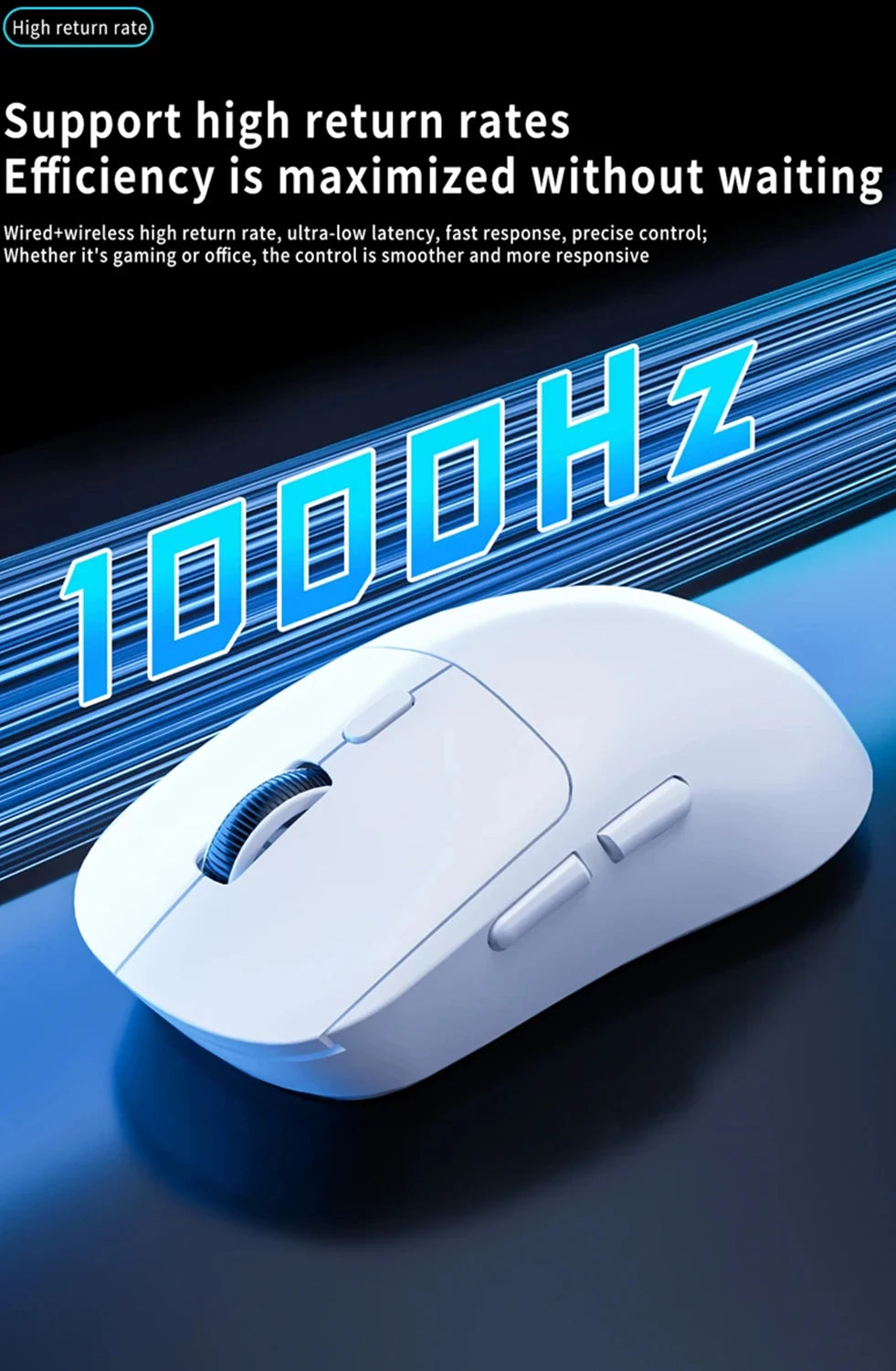 Wireless Gaming Mouse, 2.4G High-Performance with Adjustable DPI & Rechargeable Battery