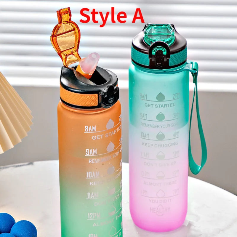Motivational Sports Water Bottle, Leak-proof Drinking Bottles, Outdoor Travel, Hiking, Cycling, 750ml, 1000ml