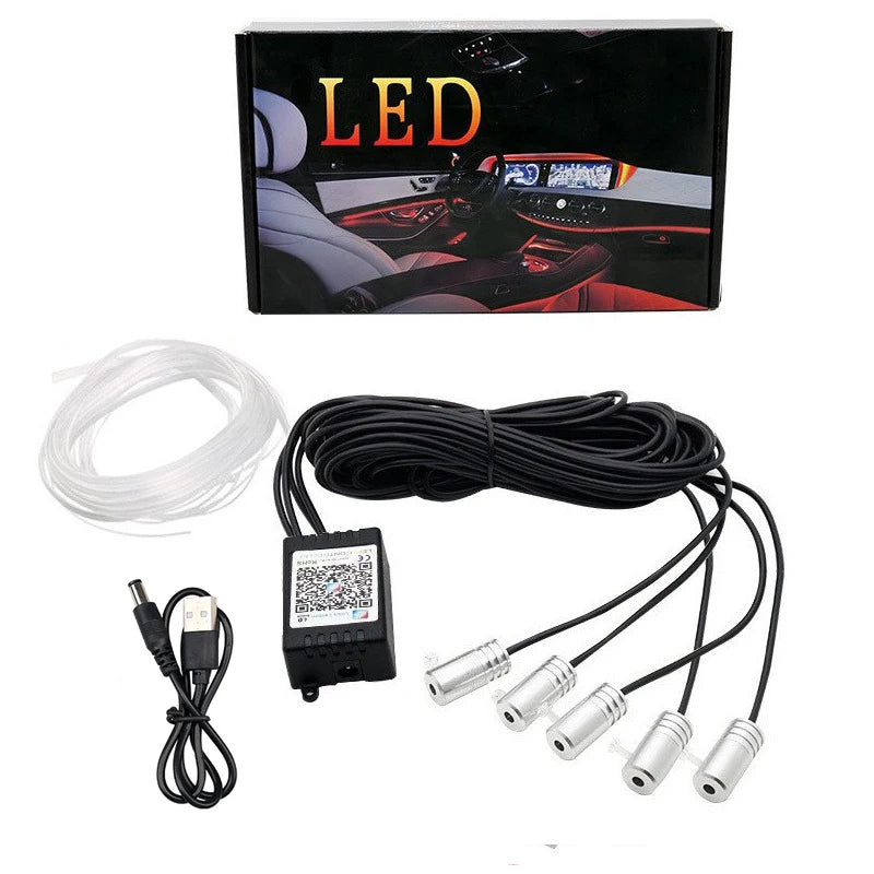 Flexible EL Wire Lights With App Control Ambient Atmosphere Strip Light Decorative Lamps 12V Car Interior Neon RGB Led Strip