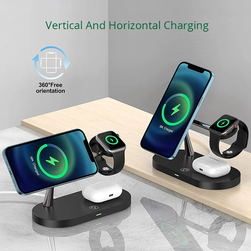 3-in-1 Wireless Magnetic Charger for iPhone 16 15 14 13 12, Fast Charging Station for Apple Watch 10 9 8 7 6 5 4, AirPods 2 3 Pro