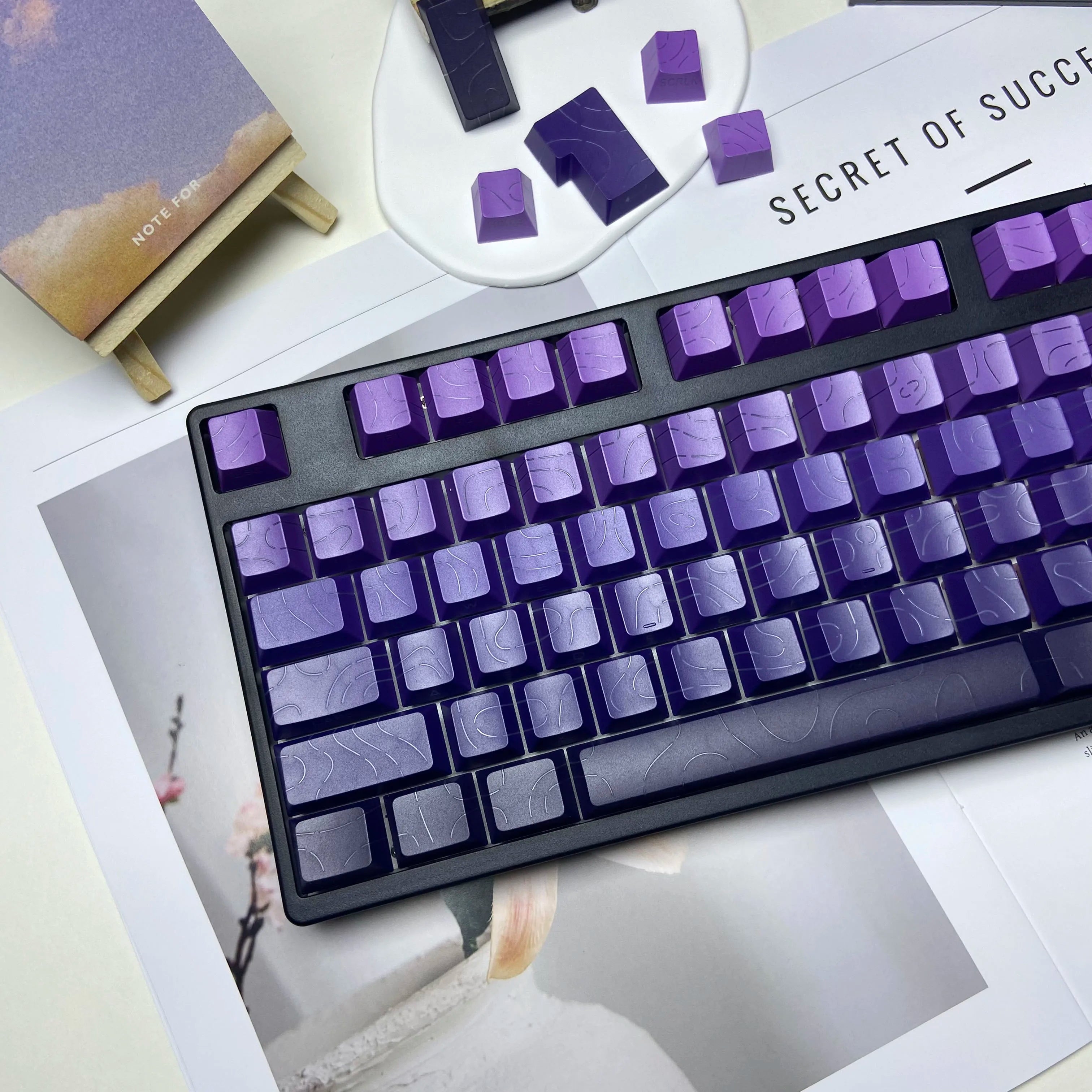 Line Gradient Side Shine Through Keycaps Cherry Profile PBT Custom Keycaps for 60% 65% 75% 96% 98% 100% Mechanical Keyboard