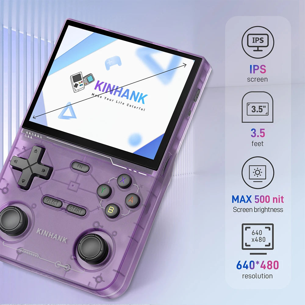 KINHANK Open Source K36 Retro Handheld Video Game Console with 16,000 Games Emulator for PS1/PSP/DC/N64/SS, 3.5-inch IPS Screen