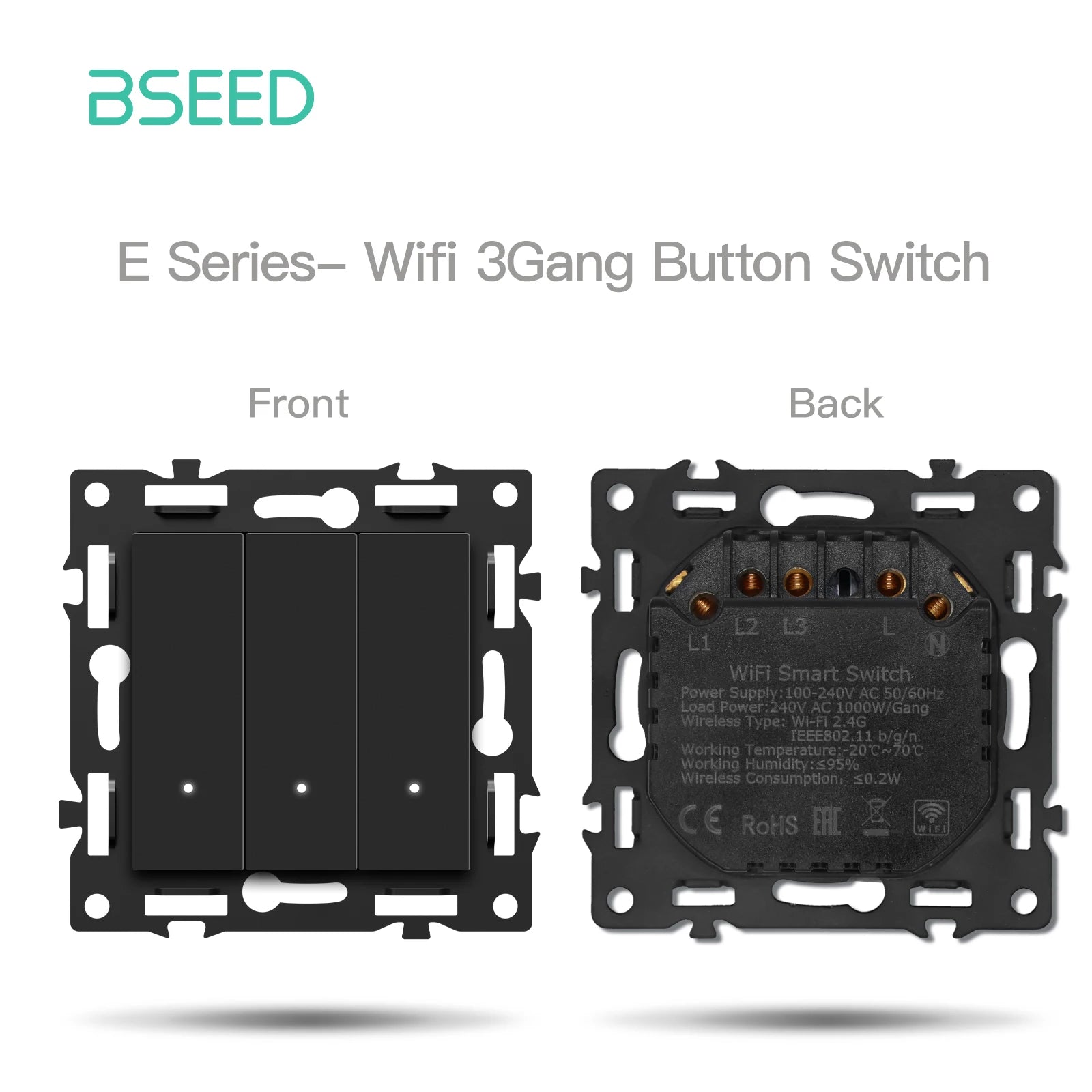 BSEED WiFi Smart Switch Parts — Dimmer, Cortina, Tomadas EU e USB‑C