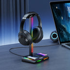New Bee Z12 RGB Headset Stand Holder with Wireless Charger, Desk Base, Gaming Headphones Holder, Non-Slip Rubber Base