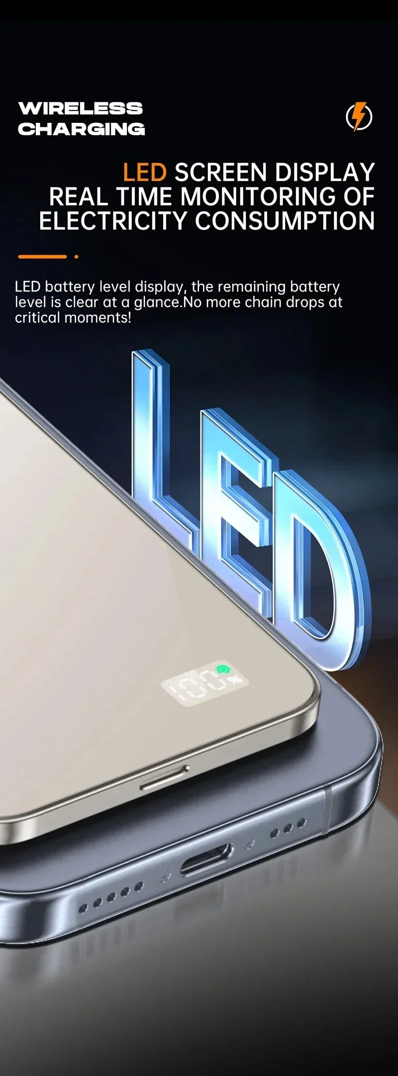 10000mAh 20W Wireless Magnetic Power Bank Portable Battery Charger for MagSafe iPhone 16, 15, 14, 13, and Samsung iWatch