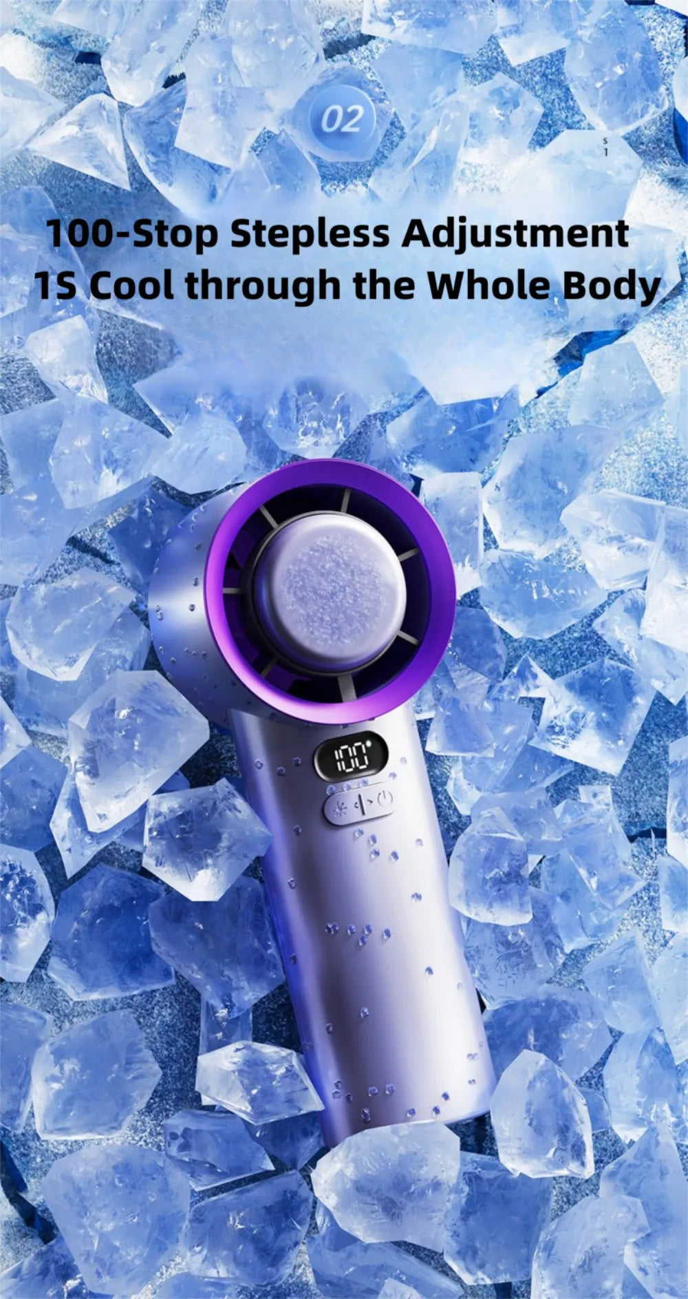 Outdoor Handheld Cold Compress Fan 3600mAh Quite High-speed Cold Air USB Rechargeable Mini Turbo Fan with Lanyard Portable Fan