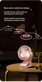 HOMEFISH Portable Rechargeable Clip Fan 720° Rotatable Hanging Fan with Night Light Air Cooler for Outdoor Camping Fan