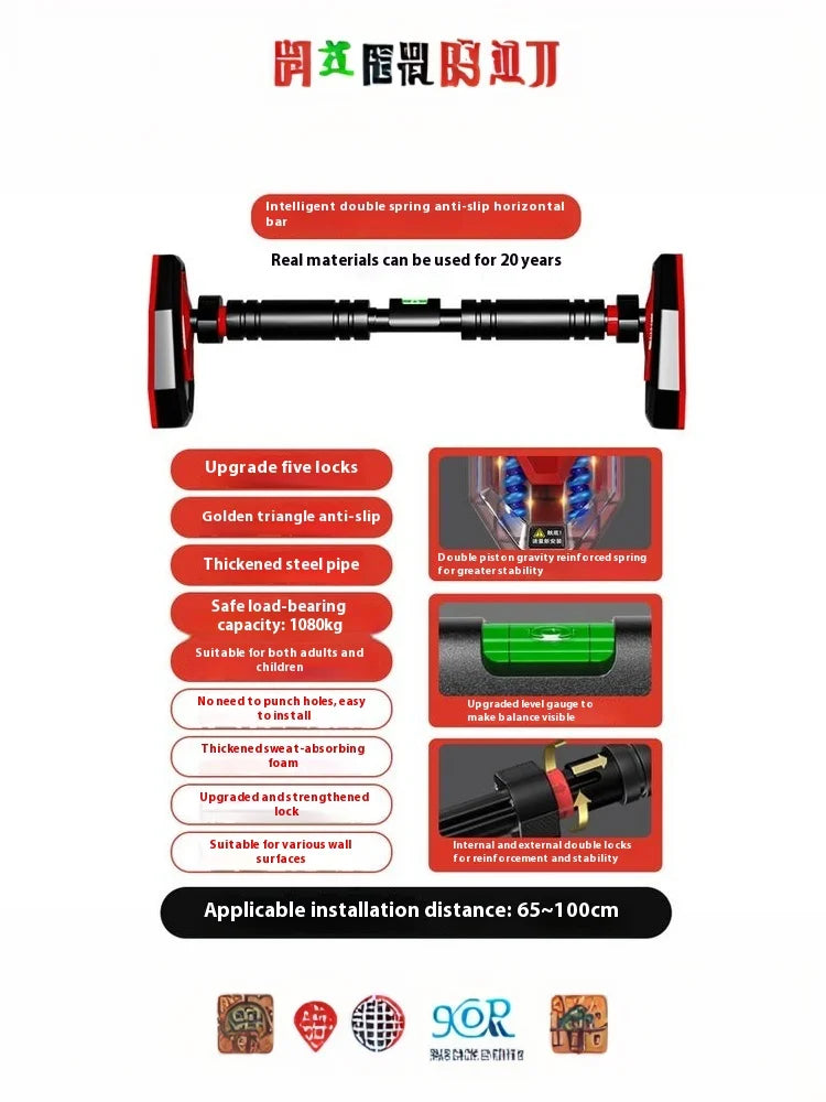 HUA Home Gym Pull-Up Bars Training Horizontal Bar Non-Slip Telescopic Chin Up Bar Fitness Training Bar Anti-Reversing Sit Up Bar