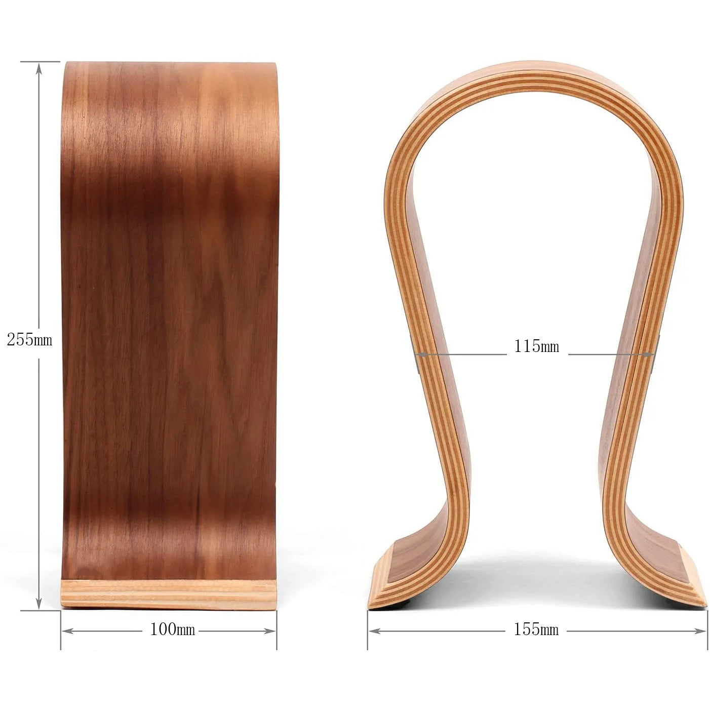 U-shaped wooden headphone stand, desktop headphone display stand, suitable for almost all headphones.