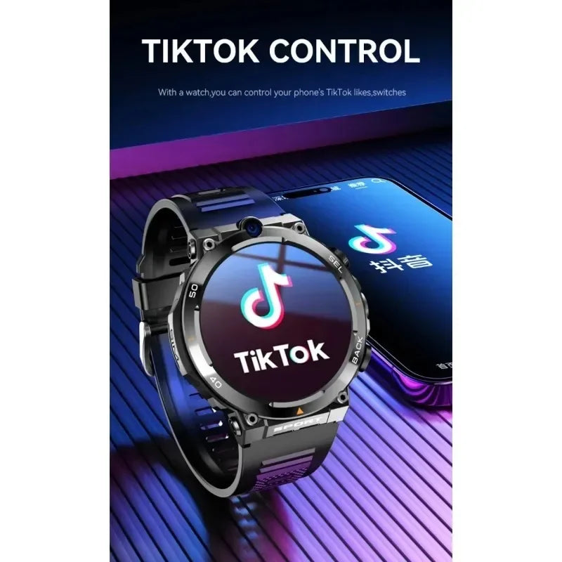 H10 4G LTE Men's Smartwatch: Dual 500W camera for video calls, 4 + 128 GB, WiFi NFC, 1380mAh battery