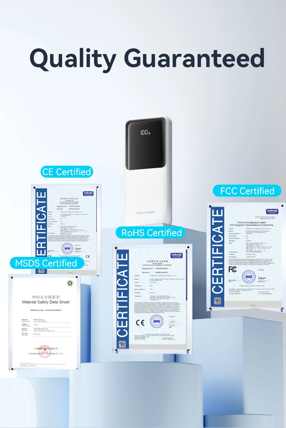 Vention 10000mAh Power Bank — 22.5W com Cabo USB‑C Integrado