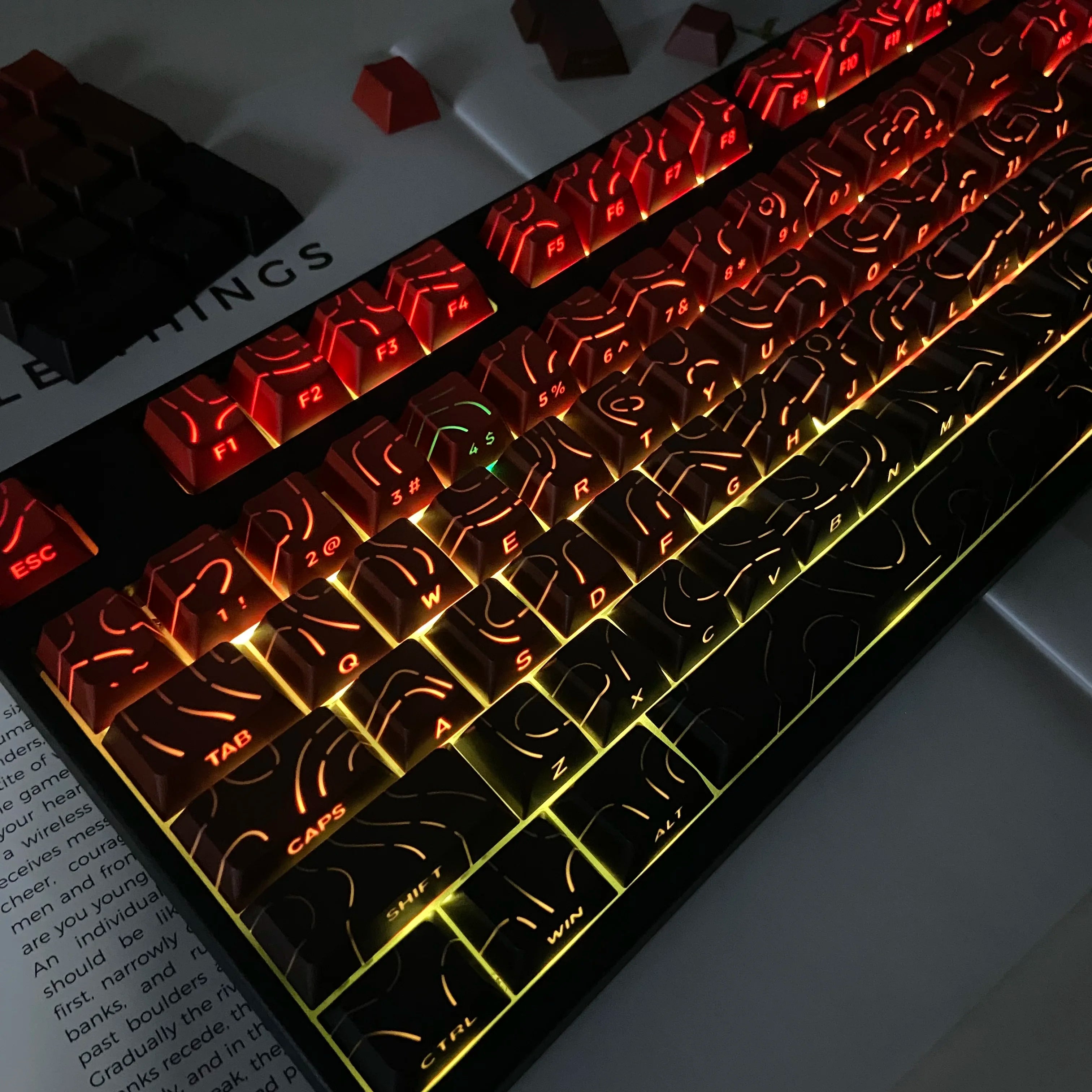 Line Gradient Side Shine Through Keycaps Cherry Profile PBT Custom Keycaps for 60% 65% 75% 96% 98% 100% Mechanical Keyboard