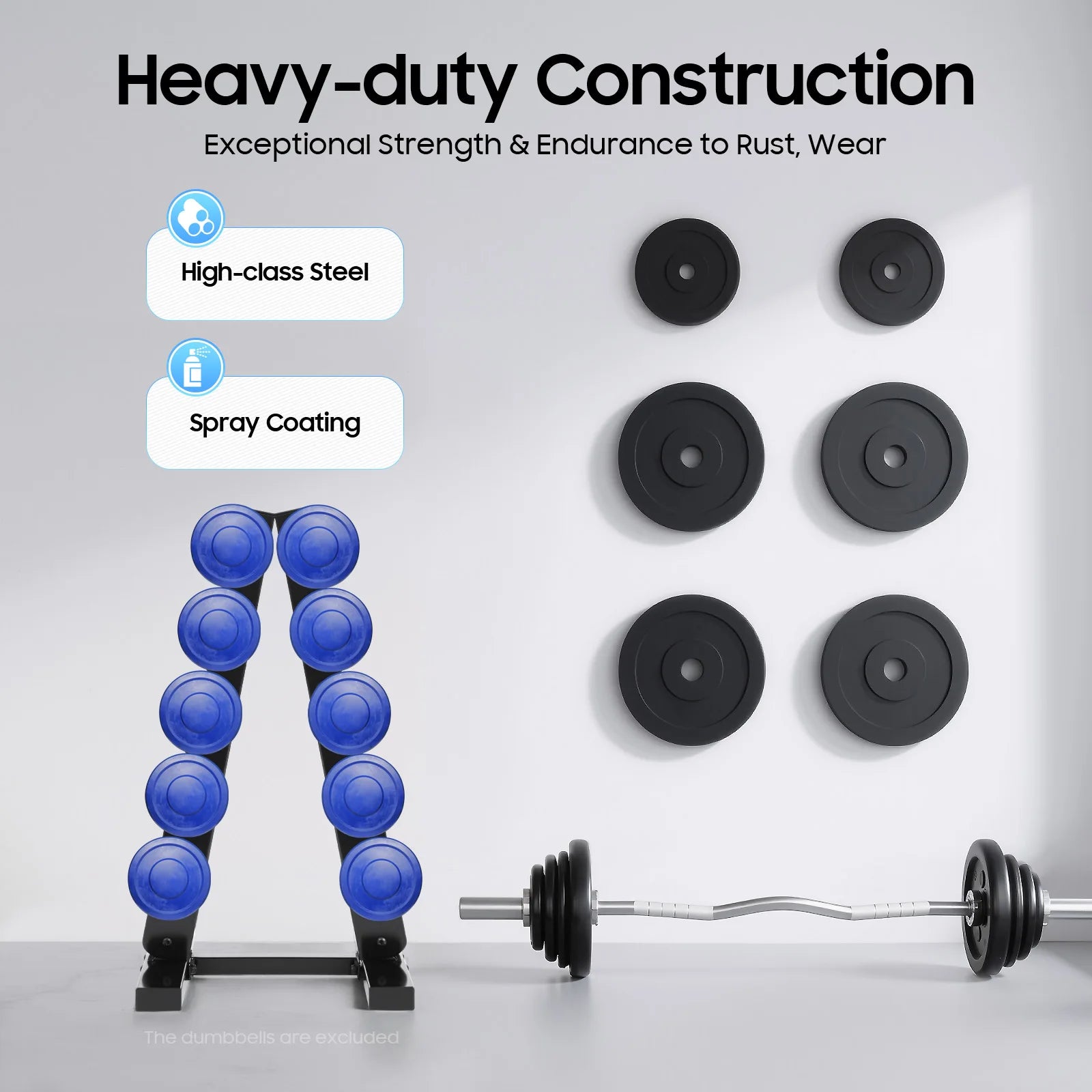 5-Tier Dumbbell Rack, All Dumbbell Type Holder, A-Frame 100kg 5 Pairs Dumbbells Storing Black