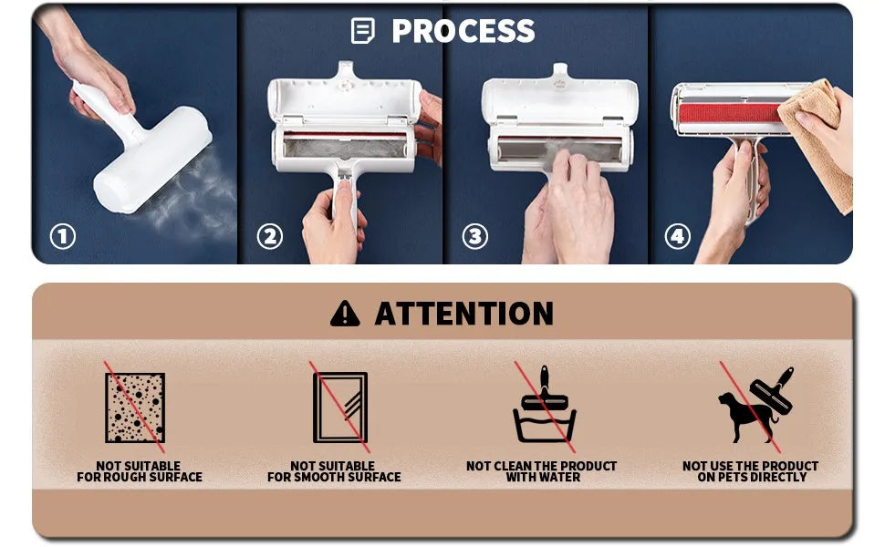 Pet Hair Remover Roller - Dog & Cat Fur Remover with self-cleaning base - Efficient pet hair removal tool - Perfect for furnishings