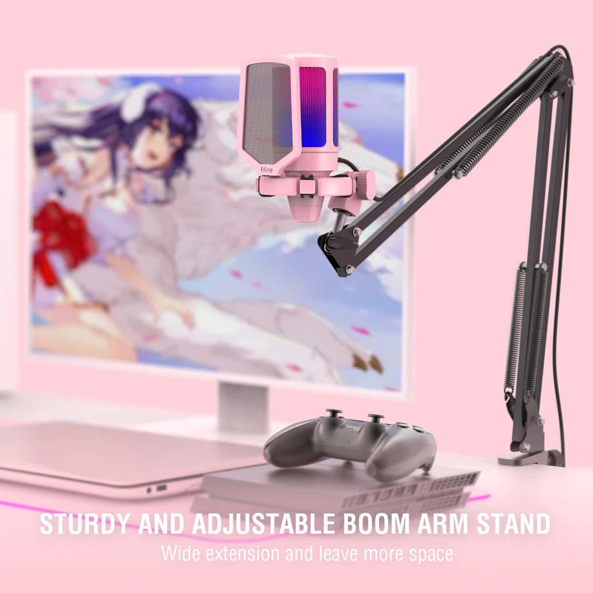FIFINE A6T — Microfone USB Condensador com Mute, RGB e Braço Articulado