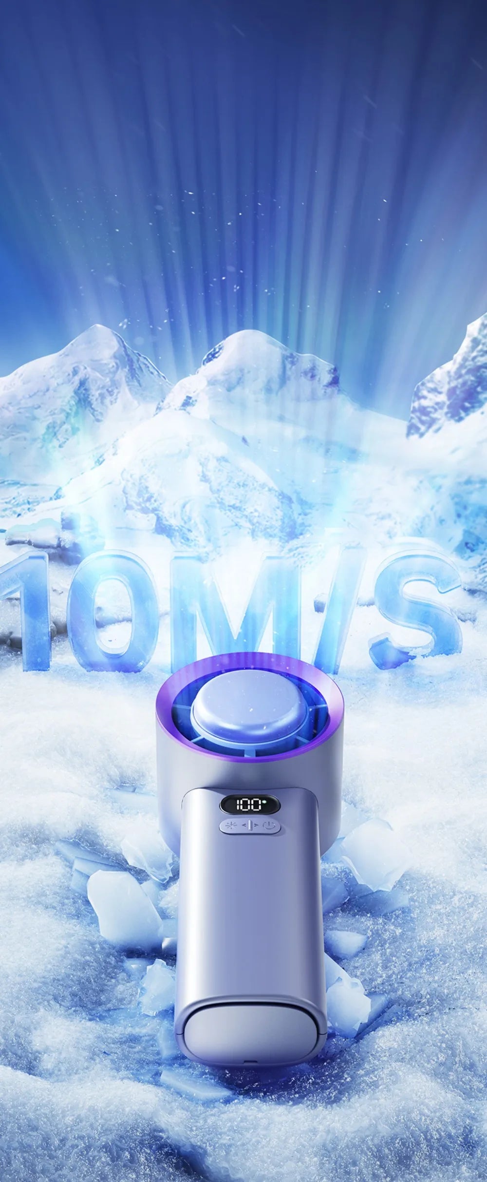 Outdoor Handheld Cold Compress Fan 3600mAh Quite High-speed Cold Air USB Rechargeable Mini Turbo Fan with Lanyard Portable Fan