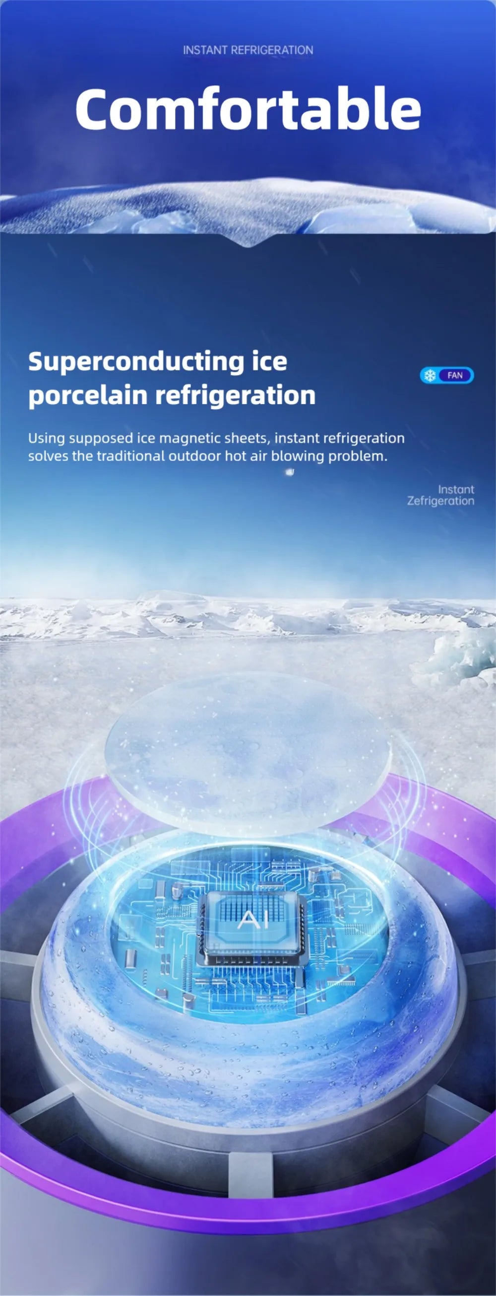 Outdoor Handheld Cold Compress Fan 3600mAh Quite High-speed Cold Air USB Rechargeable Mini Turbo Fan with Lanyard Portable Fan