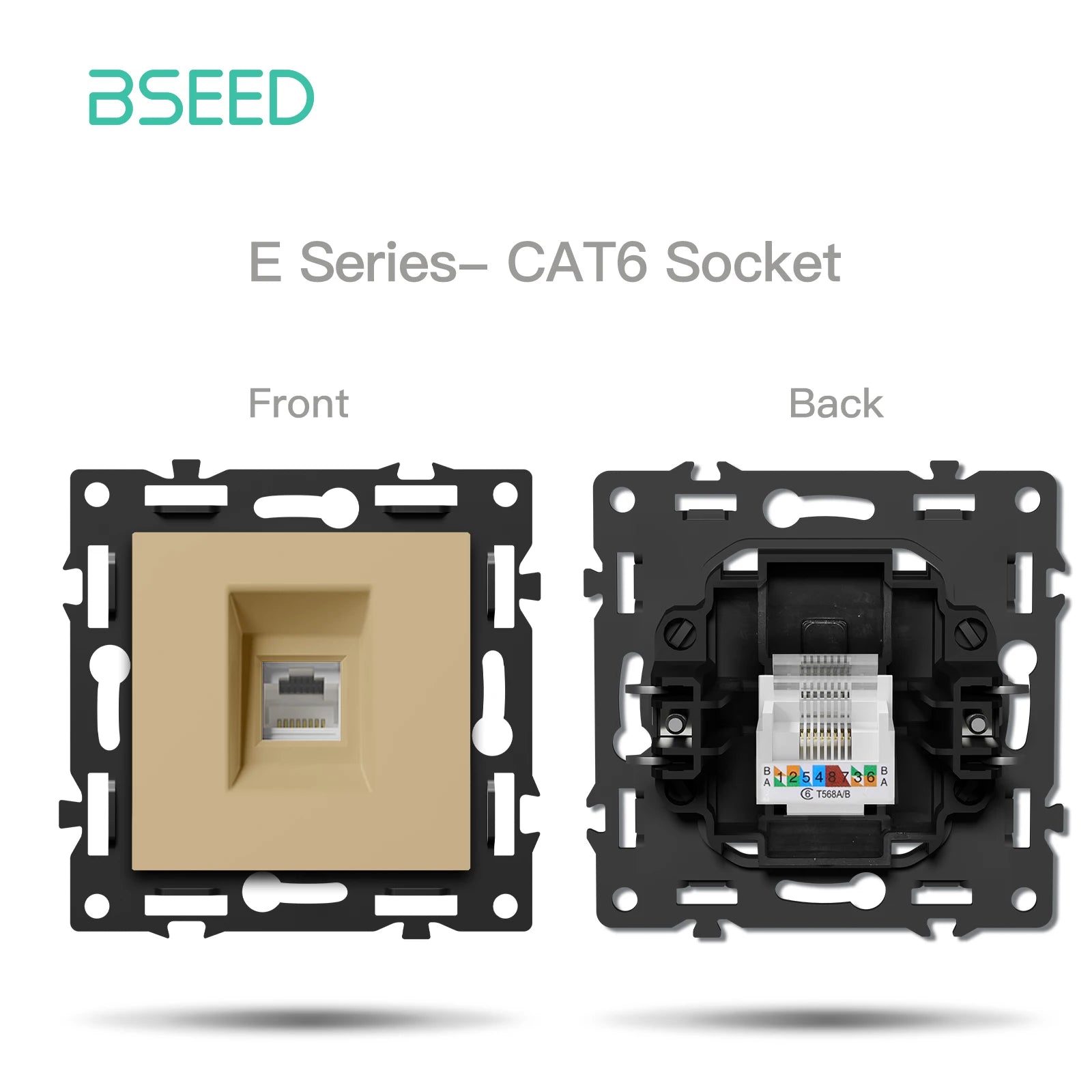 BSEED WiFi Click Switch Module — Moldura Vidro Ouro + Tomadas USB