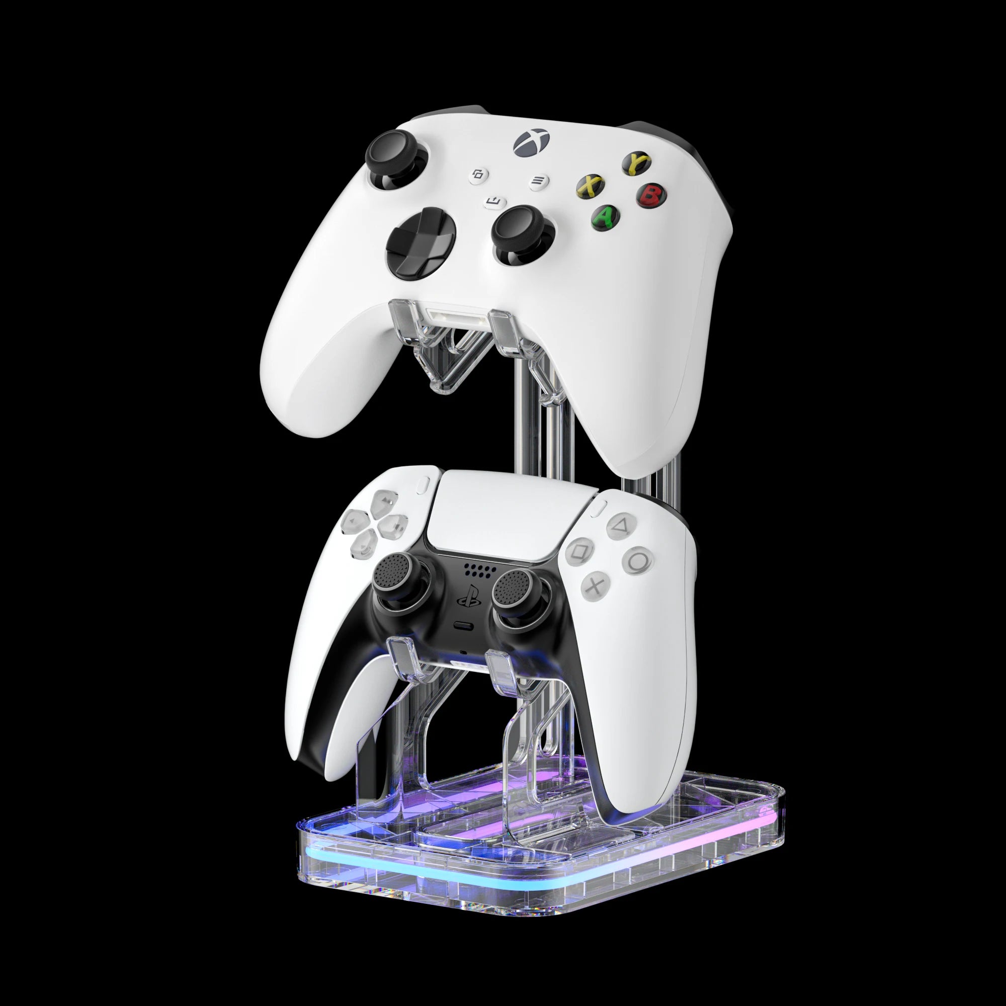 RGB Dual Game Controller Holder Acrylic Gamepad Handle Bracket Display For Switch Pro/PS5/Xbox Series X/PS4 Joystick Rack Stand