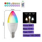 1-10PCS Smart RGBW LED Bulb Spotlight E27 E14 B22 GU10 6W 10W with infrared remote control suitable for colorful home lighting.