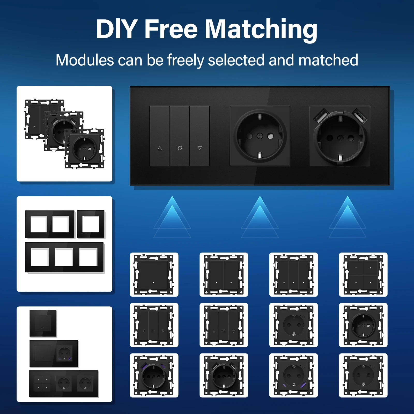 BSEED WiFi Smart Switch Parts — Dimmer, Cortina, Tomadas EU e USB‑C