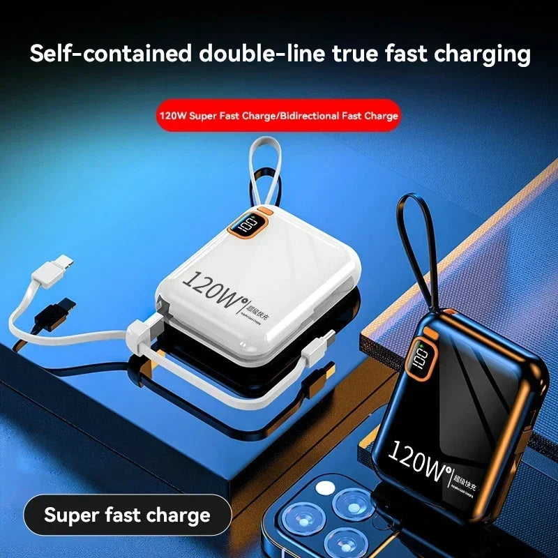 2025 New MINI 10000mAh Portable PD 120W Power Bank Two-Way Fast Charger Mini Powerbank for iPhone Xiaomi Samsung