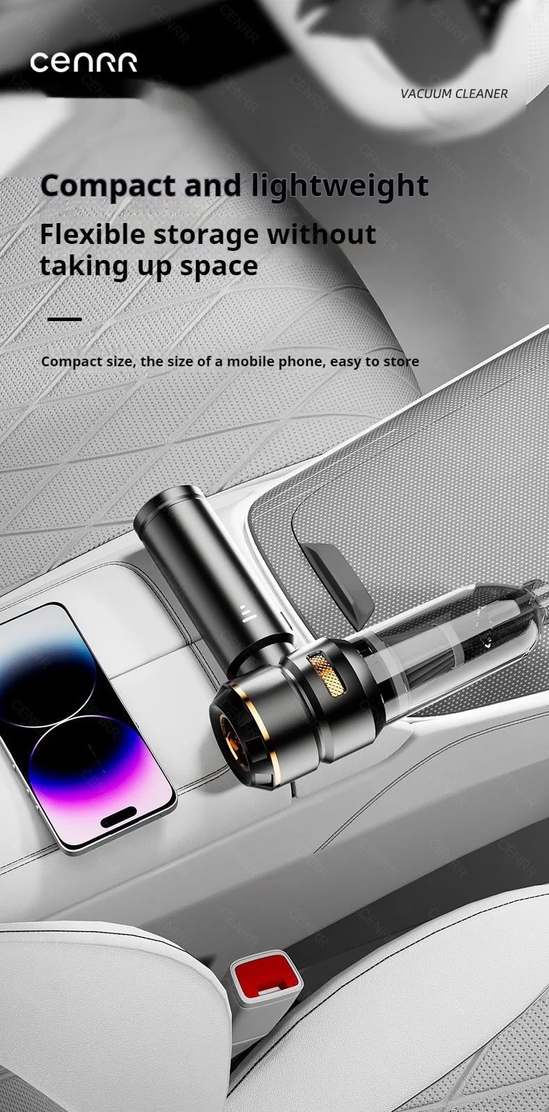 Aspirador Portátil CENRR 998000PA Sem Fios para Limpeza de Carro