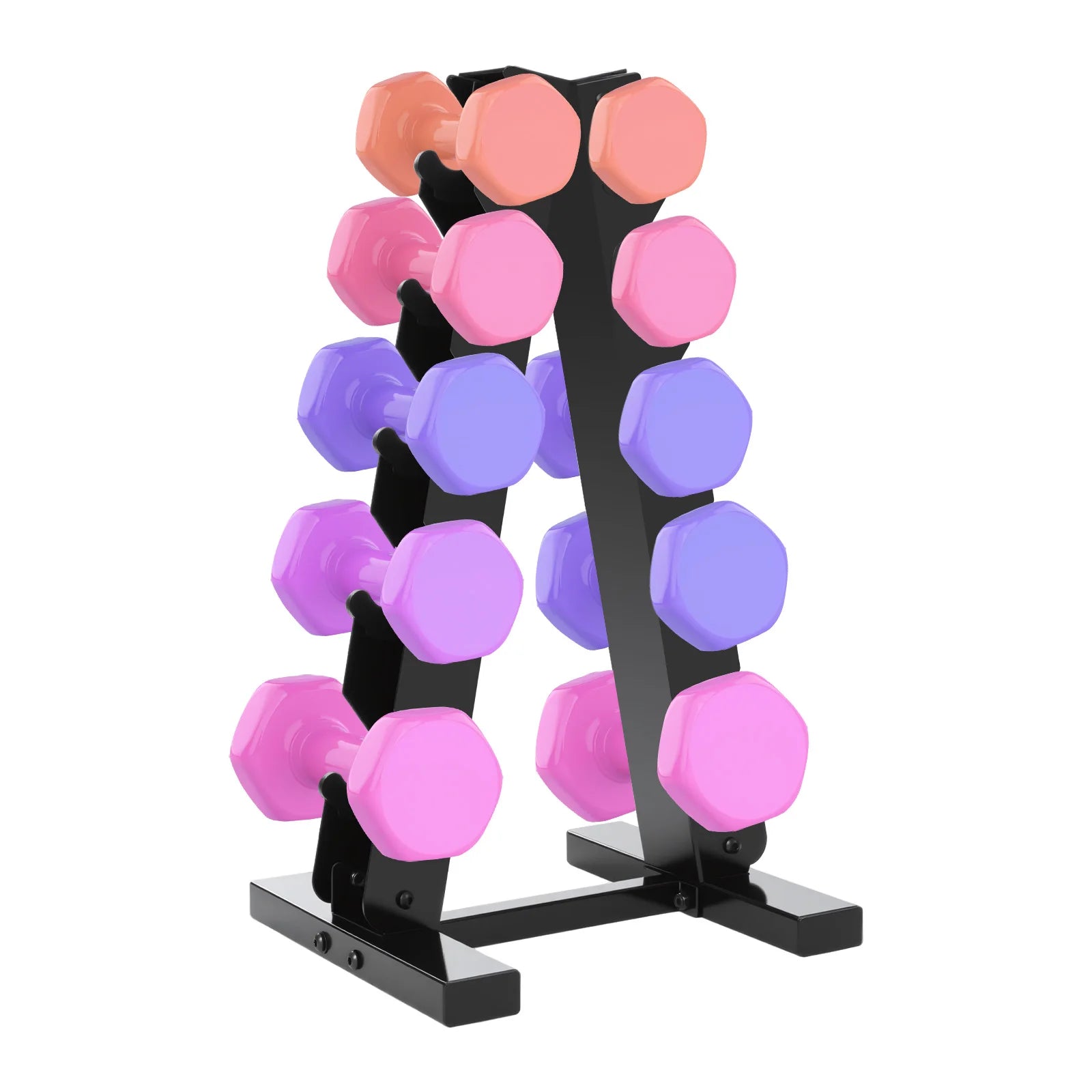 5-Tier Dumbbell Rack, All Dumbbell Type Holder, A-Frame 100kg 5 Pairs Dumbbells Storing Black