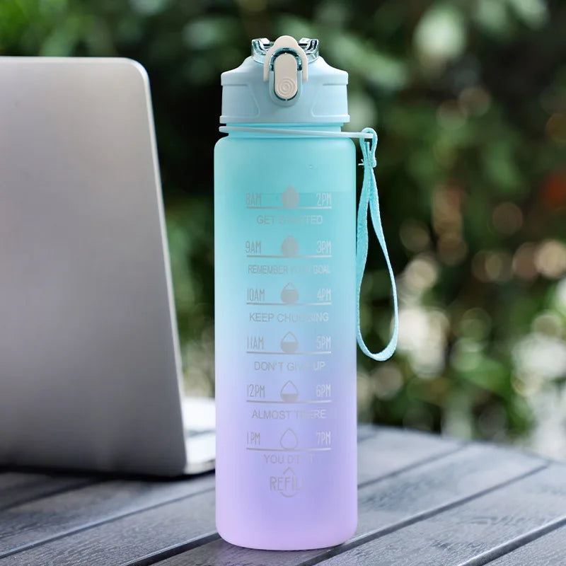 Motivational Sports Water Bottle, Leak-proof Drinking Bottles, Outdoor Travel, Hiking, Cycling, 750ml, 1000ml