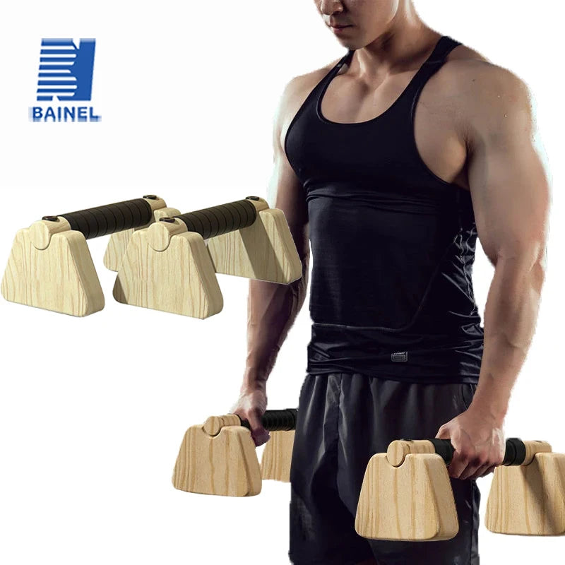 Pull-Up Stand Handles Wooden Push-Up Bar Beech Wood Calisthenics Home Exercise Equipment Wooden Parallettes Bar for Floor Use