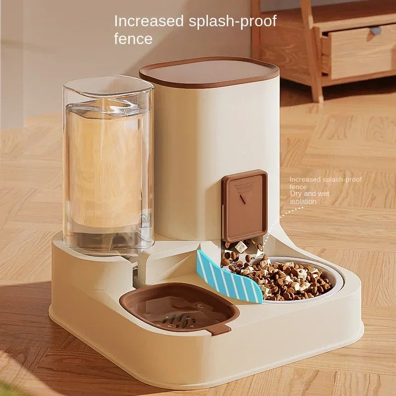 New Automatic Feeder Cat Dog Food Bowl with Water Fountain Dry Wet Separation Pet Puppy Kitten Food Storage Dispenser Container