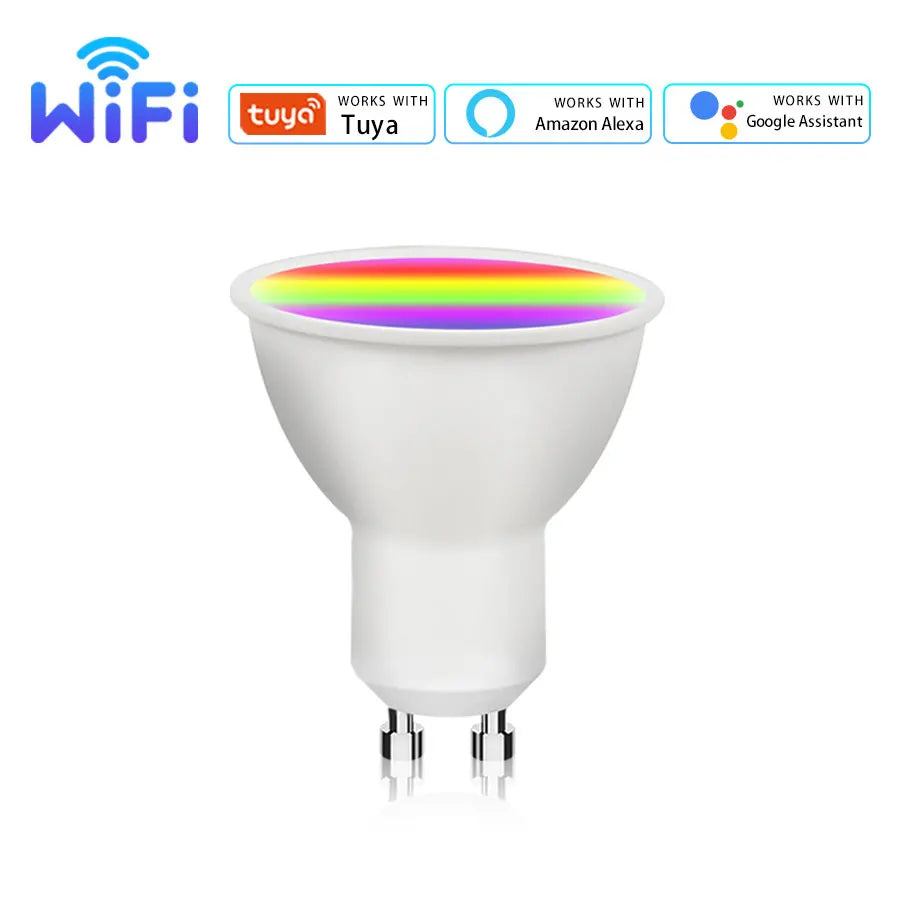 GU10 WiFi Tuya RGB — Spotlight Smart para Teto, Alexa e Google Home