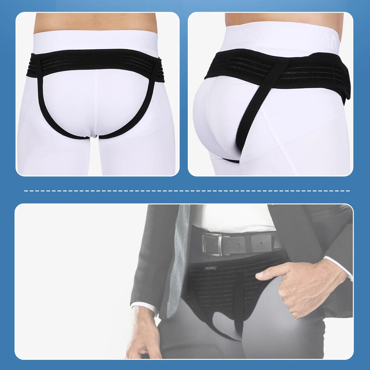 VELPEAU Hernia Belt with 2 compression pads, adjustable Hernia Truss support for single/double inguinal hernias for men and women.