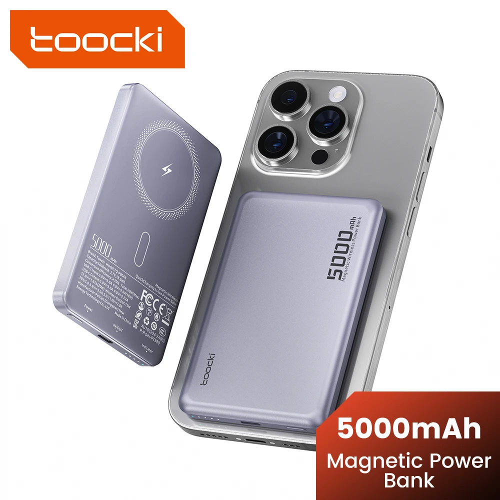 Toocki 10000mAh Magnetic Power Bank — Wireless 15W MagSafe PD 20W
