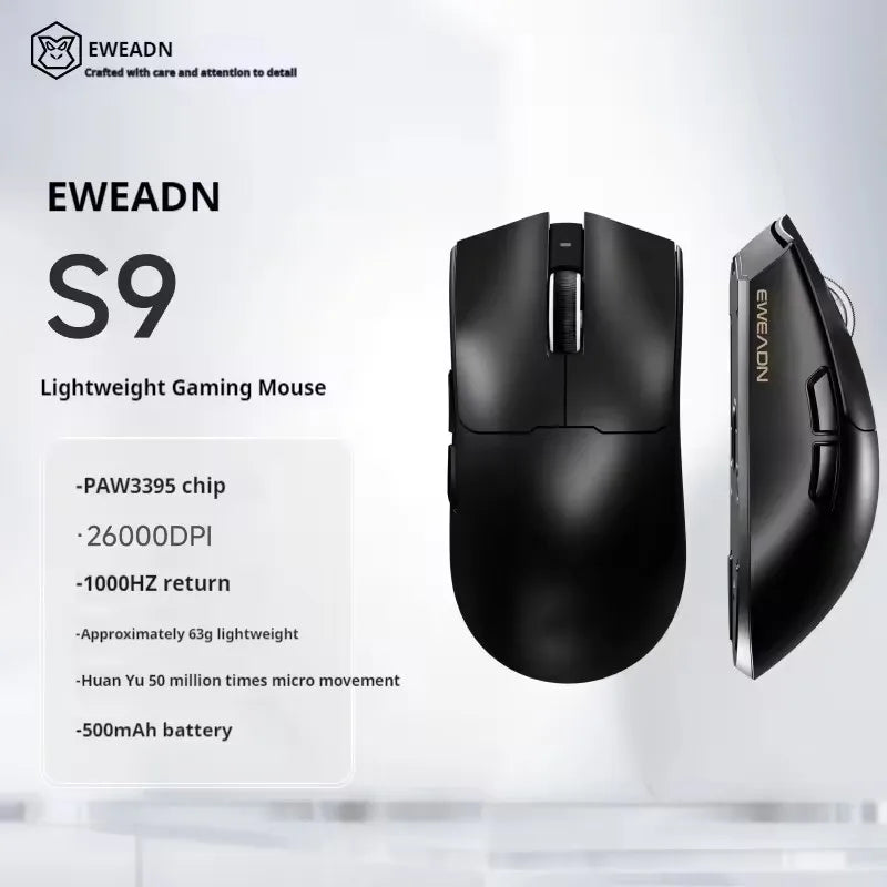 EWEADN S9 Pro Ultra V2 Lightweight Wireless Gaming Mouse Tri-Mode Tri-model Mouse 2.4G USB-CBT 8K Polling 26K DPI PAW3395 Mice