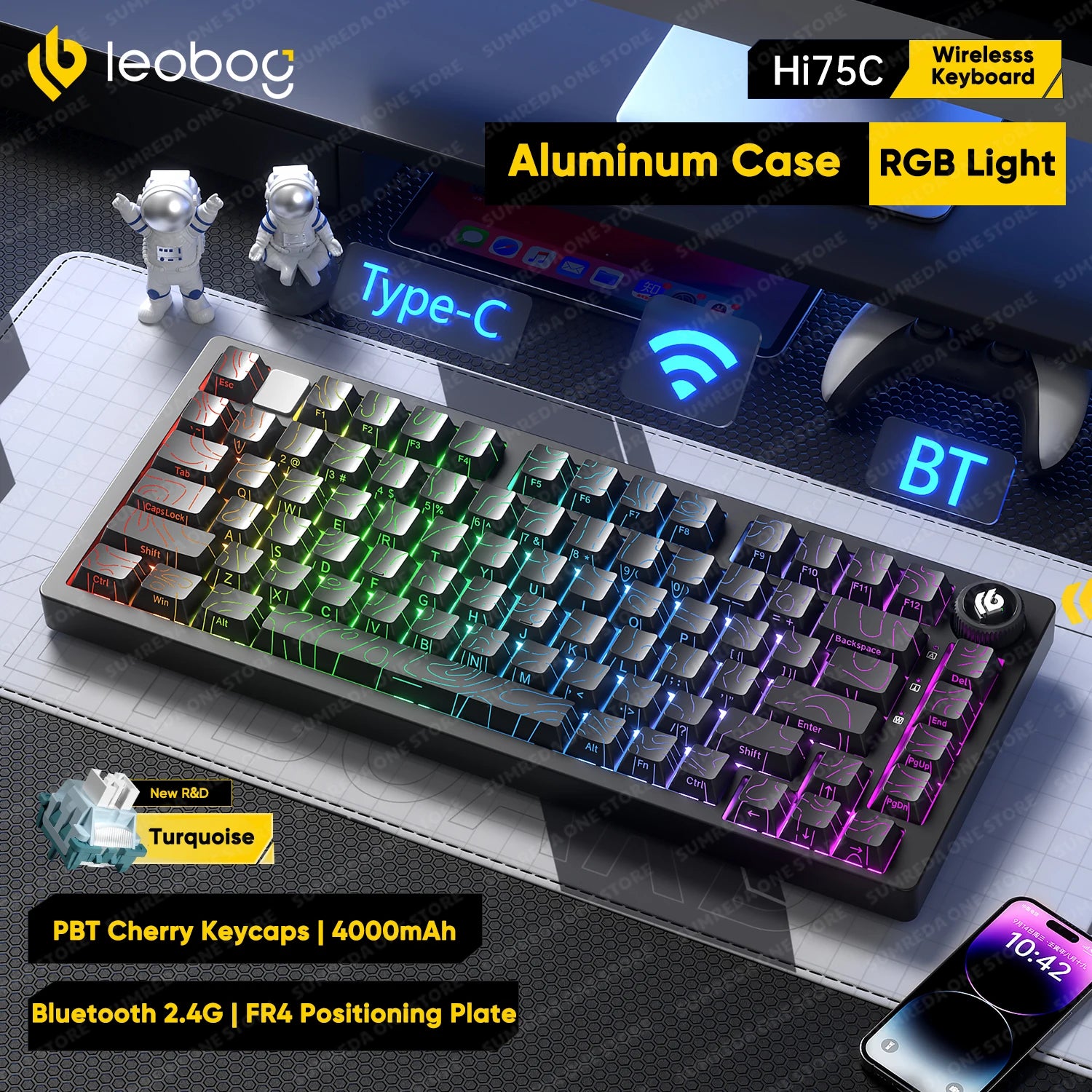 Leobog Hi75C Hi75 Hi75C Pro Aluminum Wireless Custom Mechanical Keyboard Kit Gaming Bluetooth 2.4G Wired Hotswap Gamer Keyboard