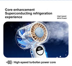 Outdoor Handheld Cold Compress Fan 3600mAh Quite High-speed Cold Air USB Rechargeable Mini Turbo Fan with Lanyard Portable Fan