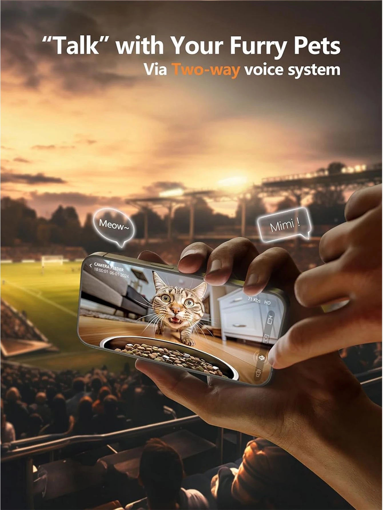 1080P HD Camera Automatic Cat Feeder with 5G WiFi Tuya Pet Cat Smart Food Kibble Dispenser Auto Feeder for Cats Dog Accessories