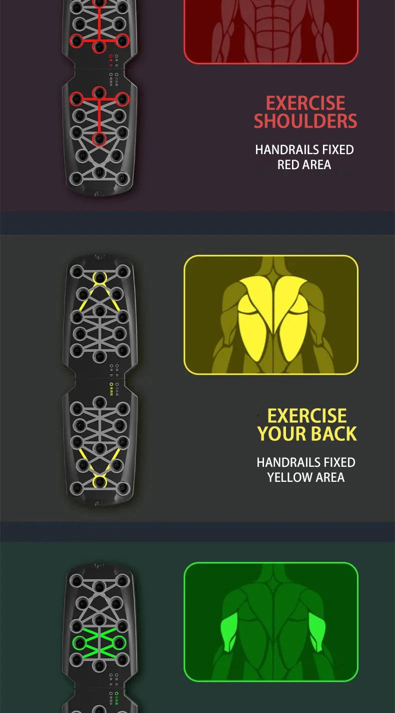 Placa de Push-Up Dobrável com Pegas — Treino de Peito, Abdómen, Braços e Costas