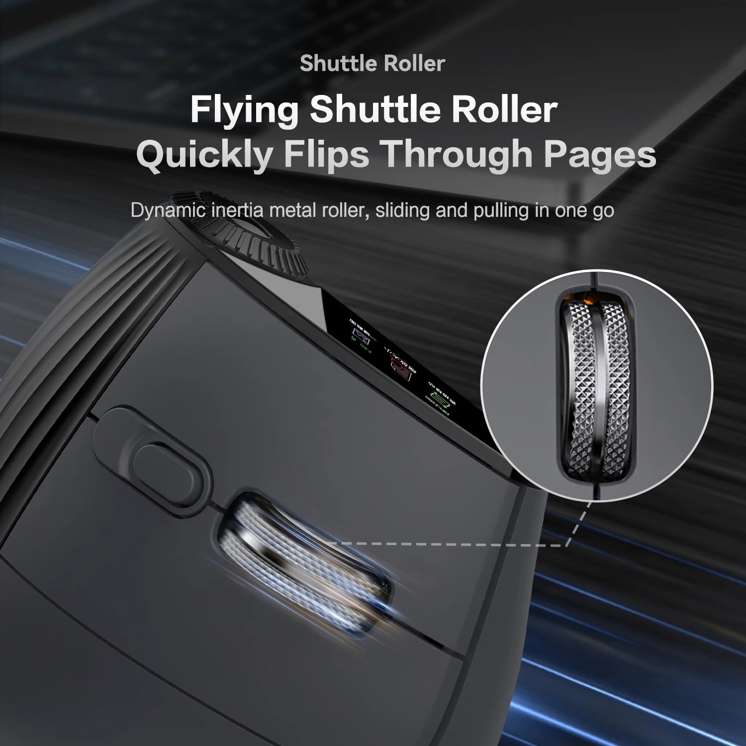 JOMAA Backlit Bluetooth Wireless Vertical Mouse With OLED Screen Rechargeable USB Wired Gaming Mouse 24000DPI Speed ​​Roller