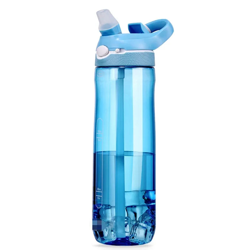 750ml Portable Sports Water Bottle With Straw For Camping Hiking Outdoor Plastic Transparent BPA Free Bottle For Men Drinkware