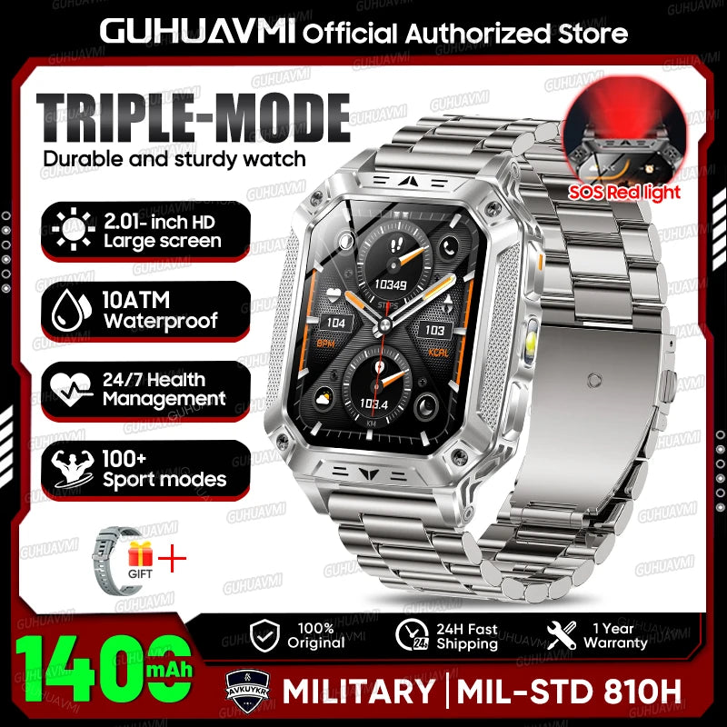 Smartwatch Militar 2026 – Robustez Extrema, Lanterna LED e Autonomia XL