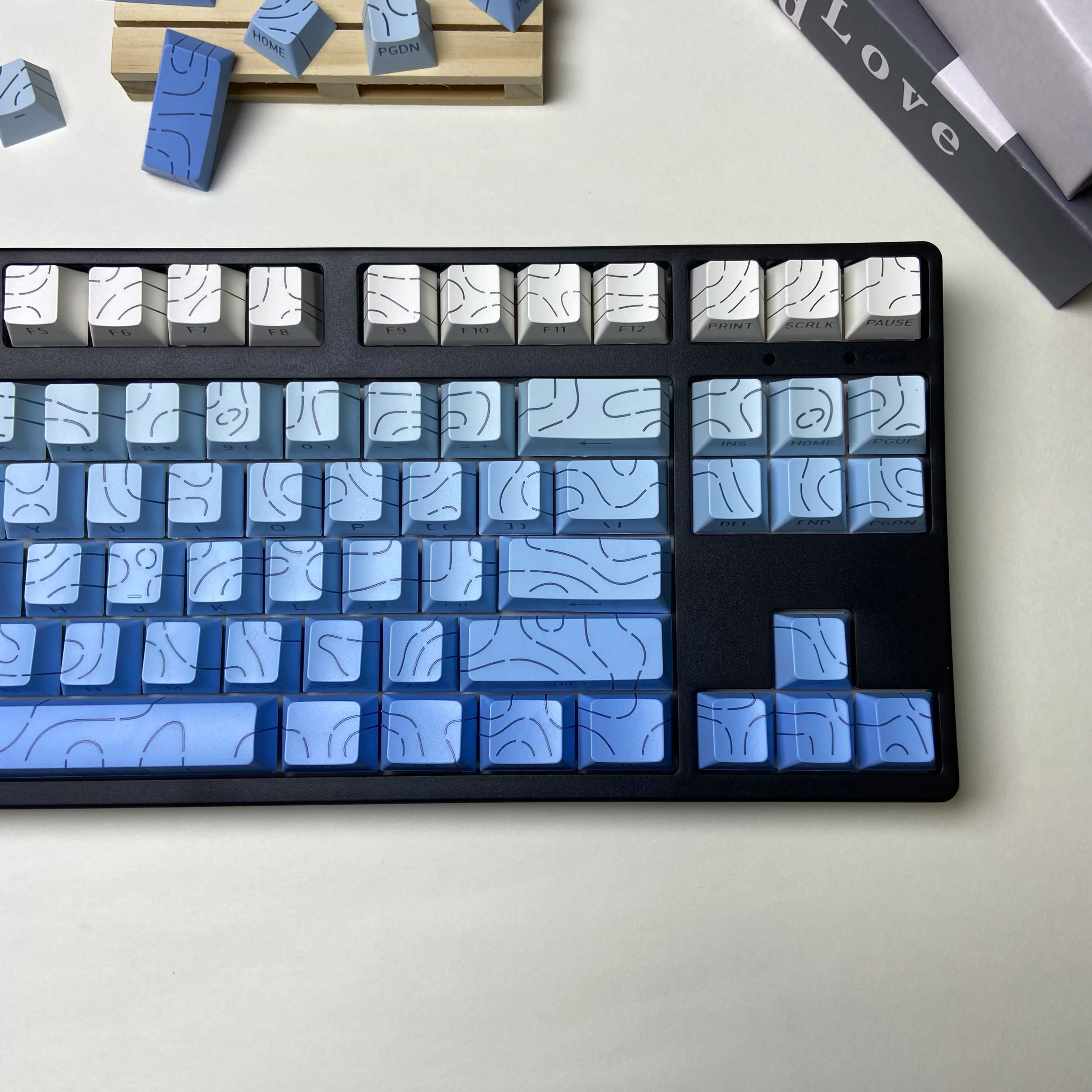 Line Gradient Side Shine Through Keycaps Cherry Profile PBT Custom Keycaps for 60% 65% 75% 96% 98% 100% Mechanical Keyboard