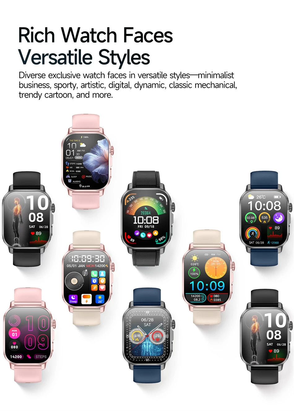 2026 New Model Uric Acid & Lipid Health Analysis Smartwatch Men's ECG+PPG Bluetooth Call 2.01 inch Flashlight Smartwatch Women's