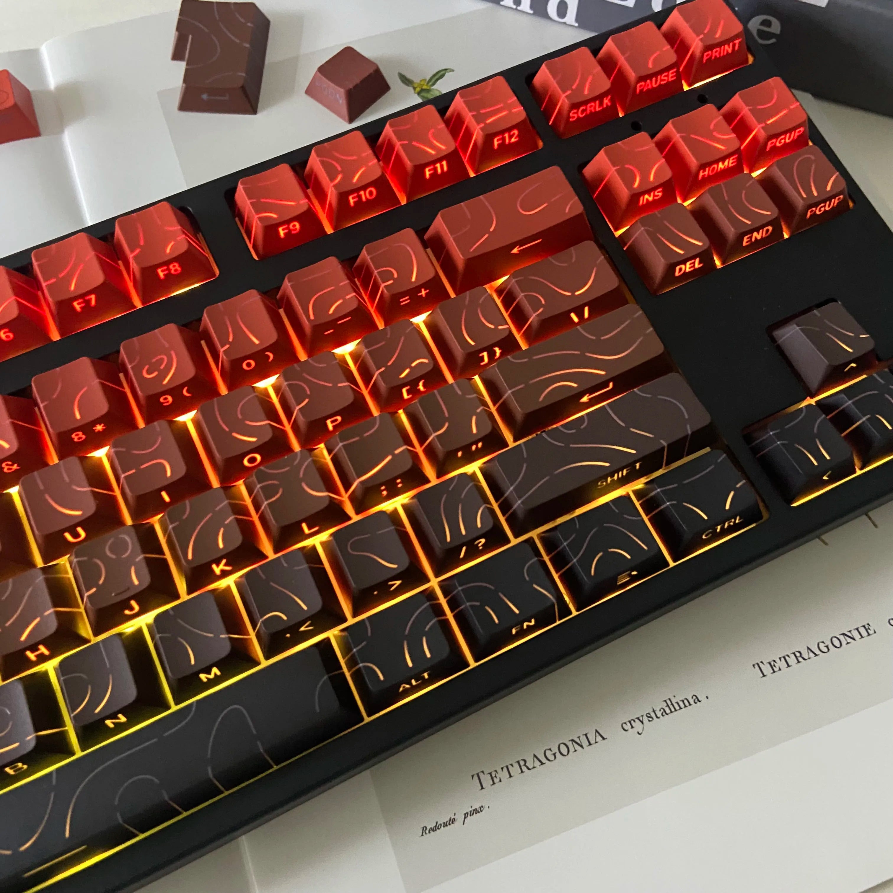 Line Gradient Side Shine Through Keycaps Cherry Profile PBT Custom Keycaps for 60% 65% 75% 96% 98% 100% Mechanical Keyboard