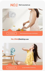 HOMEFISH Portable Rechargeable Clip Fan 720° Rotatable Hanging Fan with Night Light Air Cooler for Outdoor Camping Fan