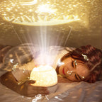 Candeeiro Lua Rotativo com Projeção Galaxy e Luz Noturna Decorativa